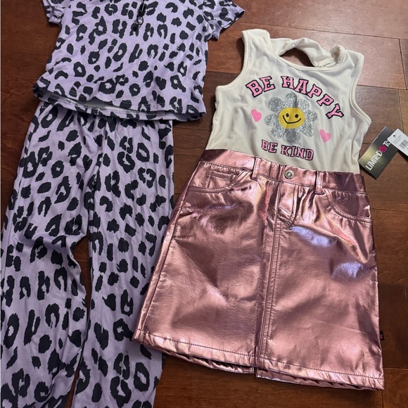Fashion Nova Other - Girls' Leopard Print Pajama Set and Metallic Skirt Outfit